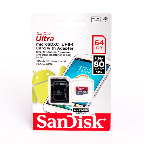 کارت حافظه micro SD سن دیسک 64 گیگابایت مدل Ultra کلاس 10